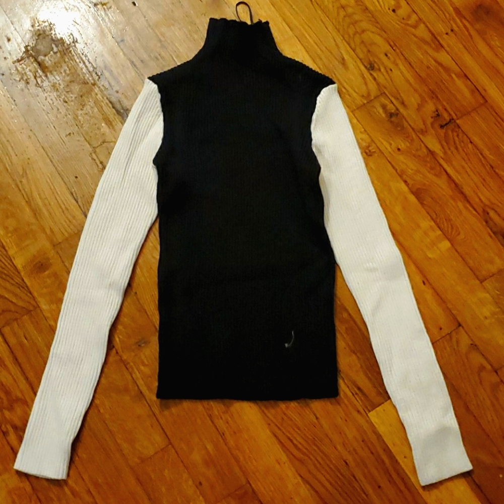Zara Color Block Mock Neck Turtleneck